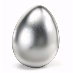 Silver Easter egg isolated on white background.Silver egg isolated