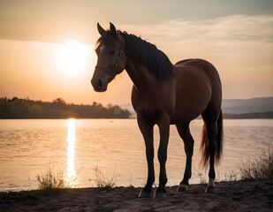 horse in the sunset