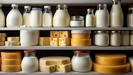 Fototapeta na wymiar various milk products like cheese, yogurt, butter, and show their diversity.