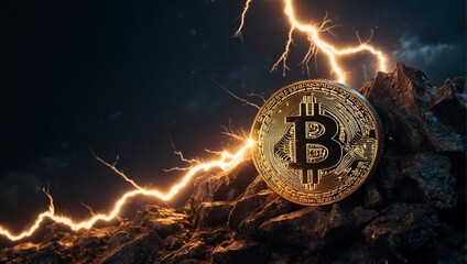 Bitcoin gleams with an ethereal glow, symbolizing the strengthening and growth of cryptocurrency.