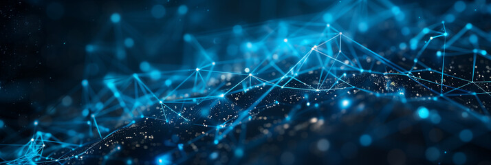 Cyberpunk Technical background abstraction UI UX modern trendy design. Place for text. Lines and dots. Template poster invitation banner email header. 3D Digital art. Horizontal. Generative Ai content