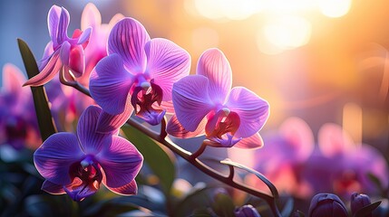 Purple orchid against a lavender background