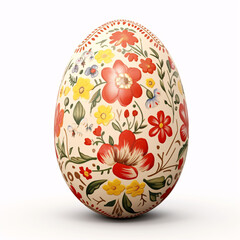 Hand painted Easter eggs isolated on white. Floral, colorful spring patterns and designs. Traditional, artistic, handmade and unique.