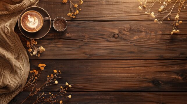 A cup of coffee ready to be brewed with a wooden background. Generate AI image