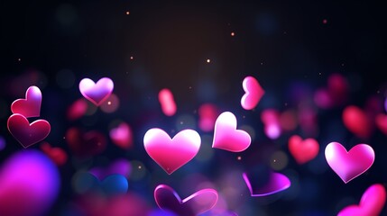 Abstract Dark Gradient Background with Hearts

