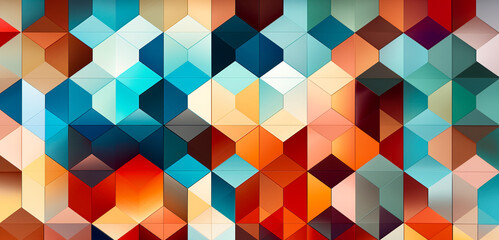 Geometric Kaleidoscope: Vibrant Polygonal Patterns for Creative Projects created with Generative AI technology