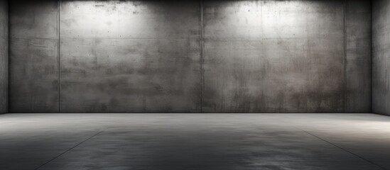 An empty concrete room bathed in darkness, with three spotlights casting a bright glow on the wall. The stark contrast creates a focal point in the otherwise bare space.