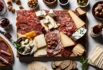 salami with cheese and olives