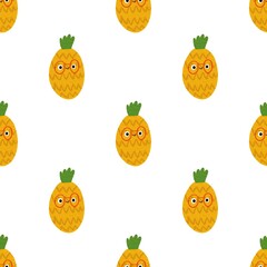 seamless pattern with cute pineapple 