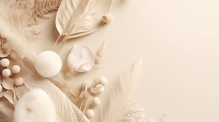 Fototapeta na wymiar Boho Style Background with Neutral Pastel Colors