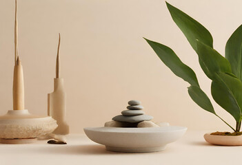 zen stones and bamboo