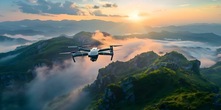 Aerial Exploration of Picturesque Terrain. Concept Aerial Photography, Landscape Views, Drone Shots, Scenic Beauty