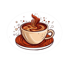 Cup of espresso - steaming coffee - hot chocolate, cup with saucer - Food Vector Graphics - coffee break - graphics for bars, restaurants, stickers, sublimation, cricut, scrapbooking,