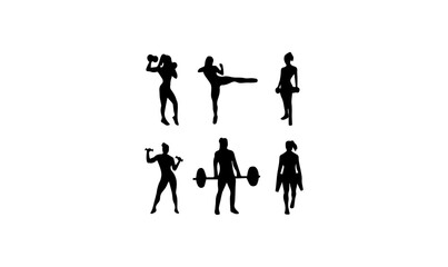 strong women silhouette, strong women illustration vector, symbol of strong women, strong women icon design,