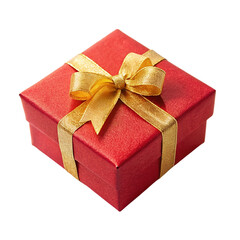 Fototapeta premium Red gift box with golden bow. isolated on transparent background.