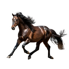 running brown horse isolated on transparent background cutout 