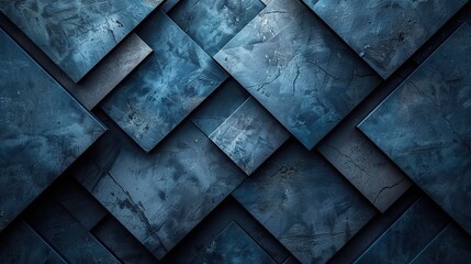 Abstract geometry background with 3D shapes in shades of obsidian black and midnight blue. Modern digital design.