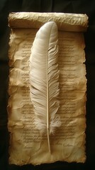 Antique Feather Quill on Vintage Handwritten Letters