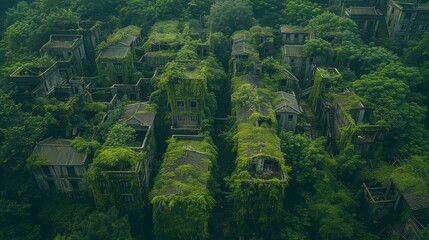 Fototapeta premium Overgrown Ruins of Abandoned Buildings