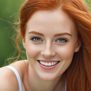 Mulher ruiva sorrindo