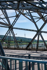 Fototapeta na wymiar Beautiful Loschwitz Bridge over the Elbe River. Dresden, Germany.