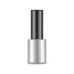 Metallic Nail Polish Bottle With Black Cap, Isolated On White Background. Vector Illustration
