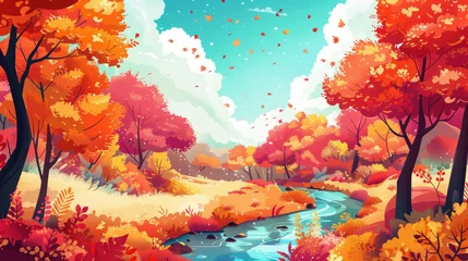 Poster Autumn landscape fall season scene © Yuridabi