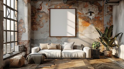 Frame Mockup in Scandinavian Living Room Interior