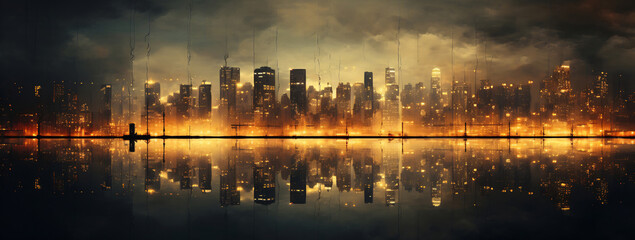 Fototapeta na wymiar Enchanted City Reflections
