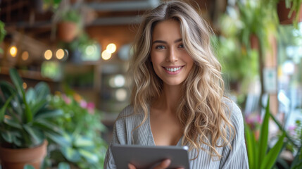 The delighted agent using advanced mapping technology on her tablet to guide clients through neighborhood insights and property locations during office consultations