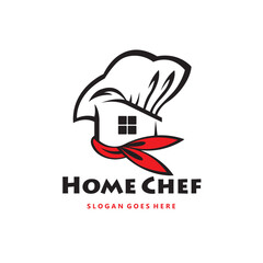 monochrome home chef icon with hat isolated on white background