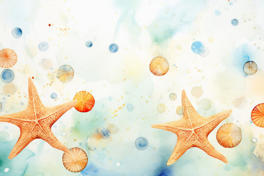 Starfish and Jellyfish Watercolor
