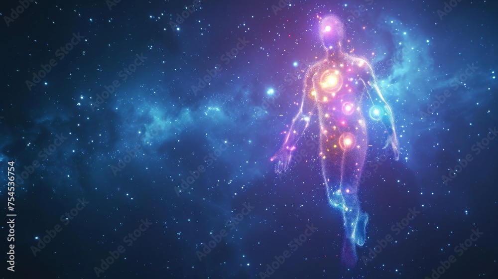 Canvas Prints Glowing human figure in space