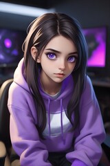 portrait of a gamer young woman