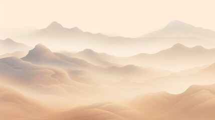 Fototapeta na wymiar Beige and white foggy mountain landscape, 3D render