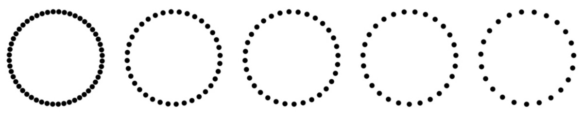 CERCLES AVEC POINTS RONDS. Cercles en pointillés avec points noirs parfaitement ronds