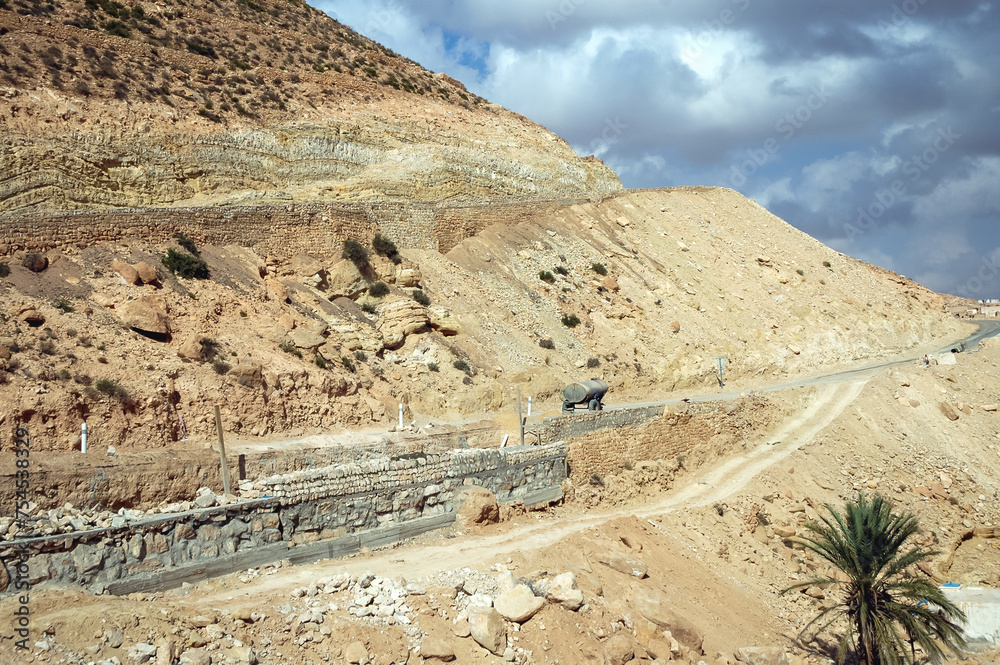 Poster Side road in Toujane Berber village near Matmata city, Kebili Governorate in Tunisia