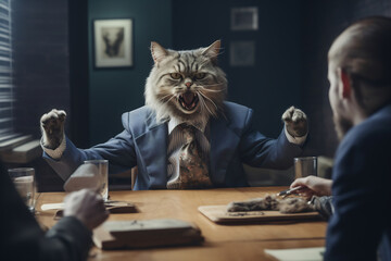 Corporate Cat Delivers Punchline - obrazy, fototapety, plakaty