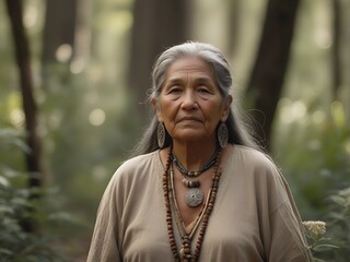 Portrait of a native-american senior woman.