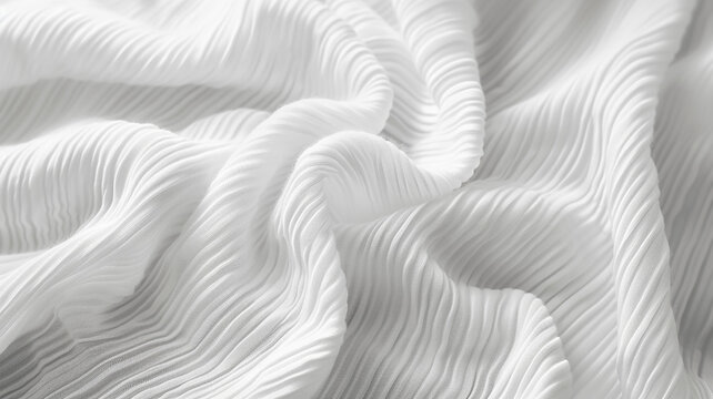 White textile fabric, closeup detail to structure - future clothing materials concept. Generative AI