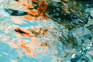 Abstract reflections in water, capturing fragmented images.