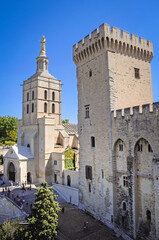 Fototapeta na wymiar Cathedral and Palais des Papes - Palace of the Popes in Avignon city, France