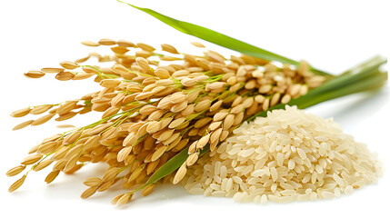 A stack of rice grains on a white surface, a staple food ingredient