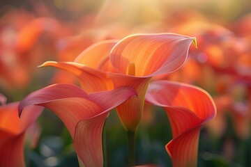 A bunch of red flowers with yellow centers