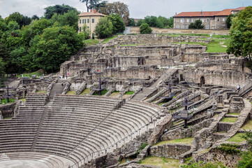 Remains of ancient Theatre of Fourviere in Lyon city in France