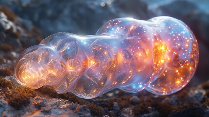 Fototapeta premium 3 d rendering of a glowing sphere in the shape of a spiral on a dark background