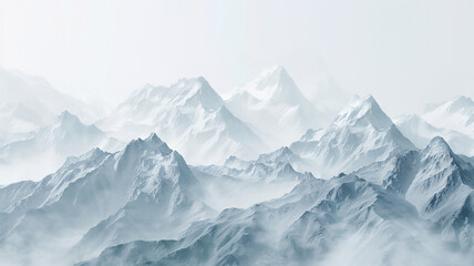 Thick silver filigree contours of various Himalayan mountain ranges come alive as the fog recedes, delicate stylized patchwork. Generative AI - obrazy, fototapety, plakaty