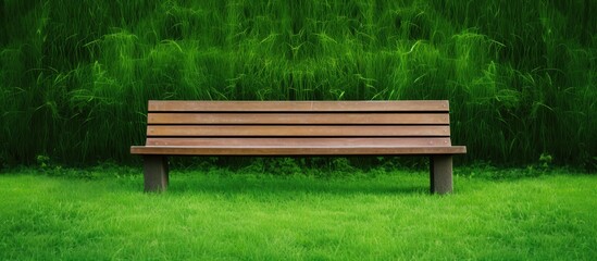 Tranquil Bench Amid Serene Grass Field Surrounded by Lush Tall Grass