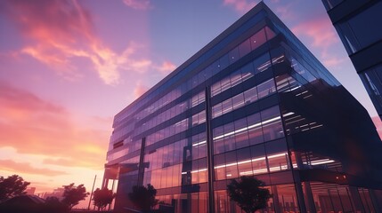 Modern Corporate Office Building Captured from Aerial Perspective - obrazy, fototapety, plakaty