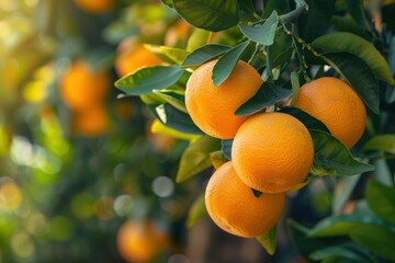 Very fresh orange fruit ready to be harvested. Generate AI image